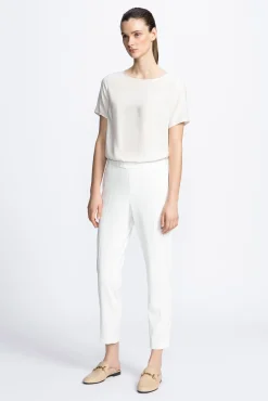 Xandres T-shirt en soie blanc à manches courtes-Femme Essentials|Blouses