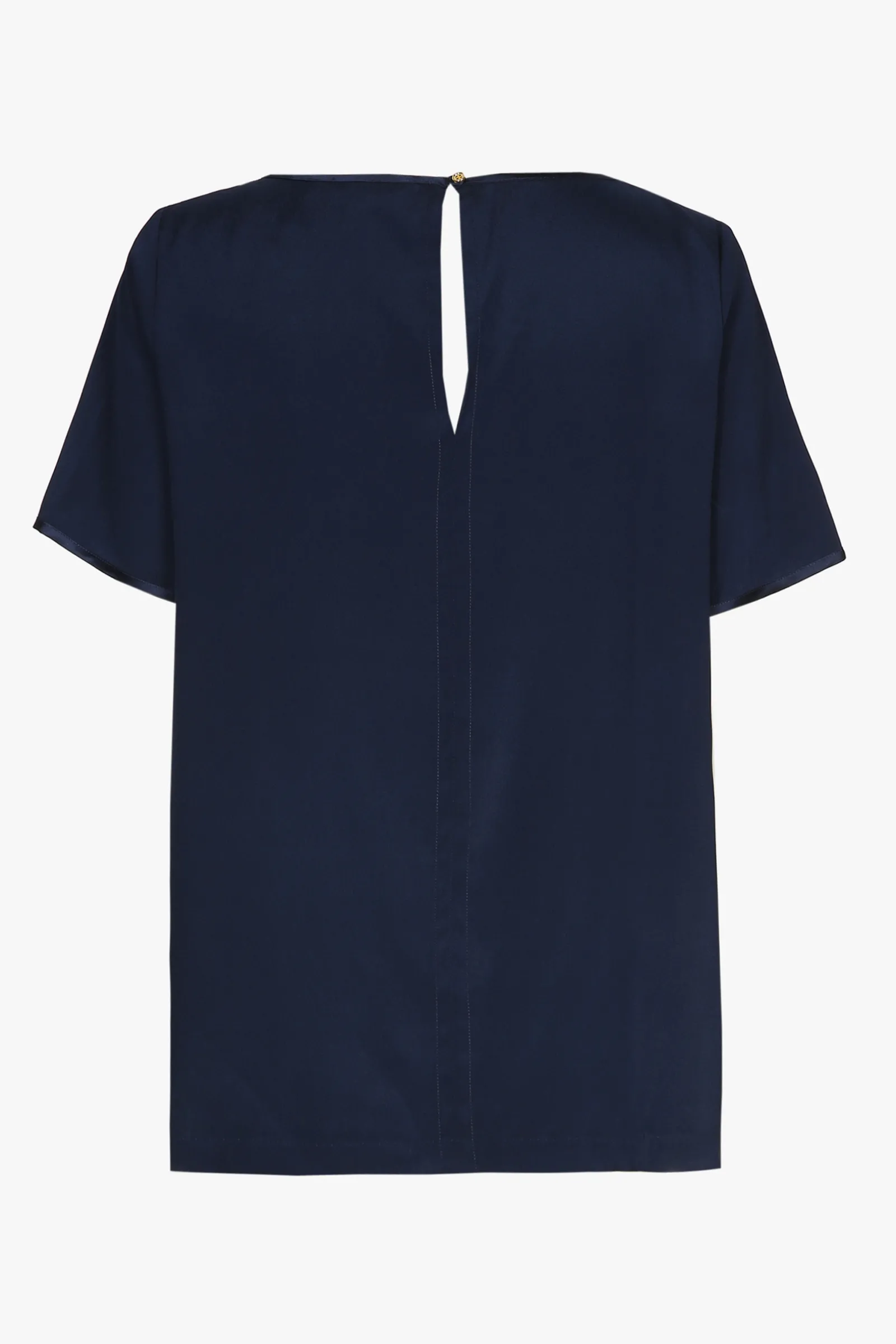Xandres T-shirt en soie bleu marine à manches courtes-Femme Essentials|Blouses